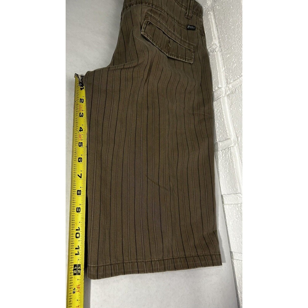 Vans Off The Wall Vintage Shorts Skull Buttons Mens 28 Brown Vertical Stripes - Picture 7 of 12